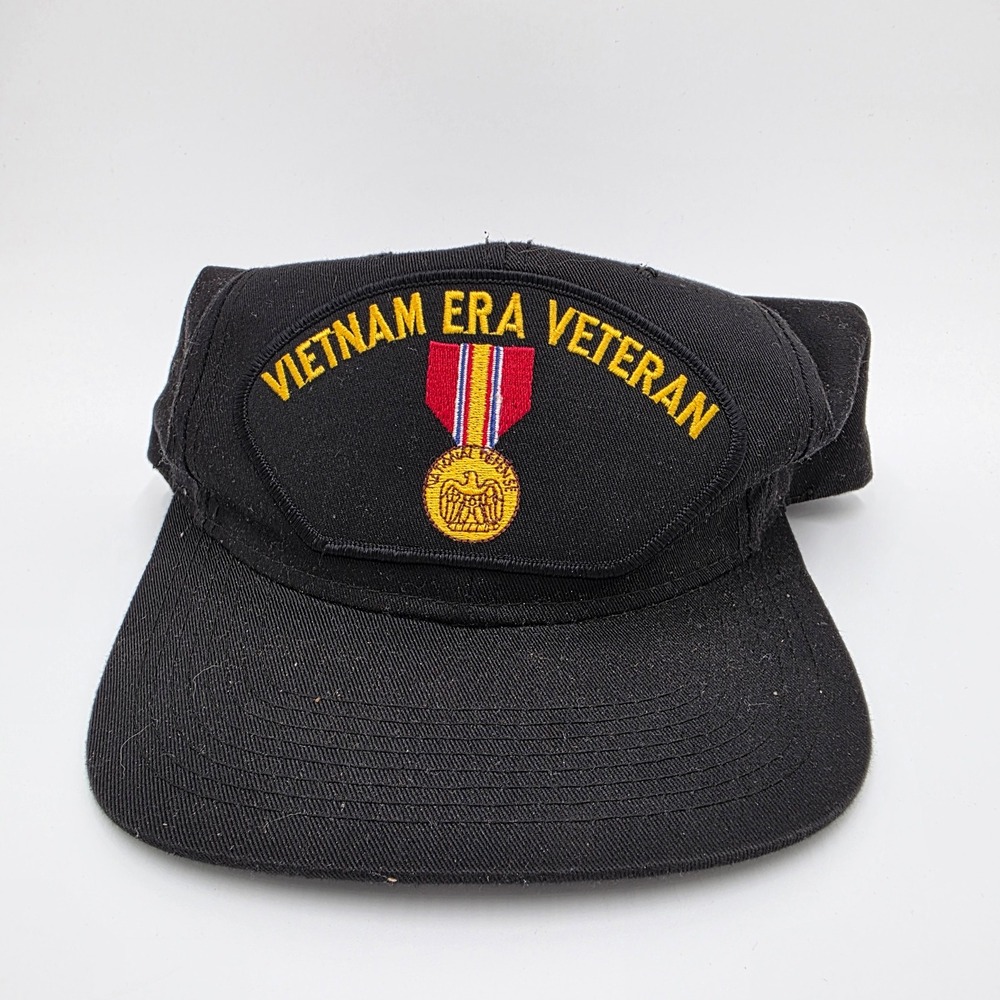 Vietnam Era Veteran‎ Black Snapback Hat National Defense Medal YoungAn Hat Co